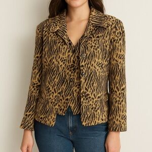 VTG LOUBEN / Vest & Blazer set animal print made in Canada